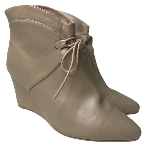 Allegra K Women’s Nude Colored Wedge Ankle Boots - Picture 1 of 9
